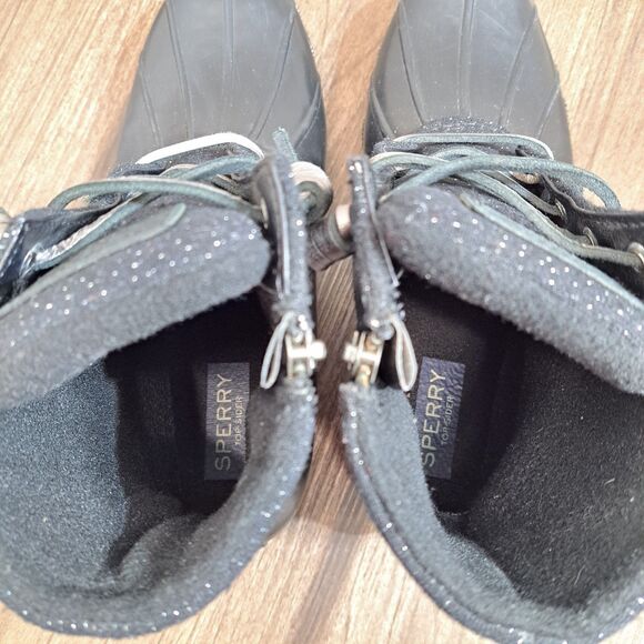 Sperry Saltwater Quilted Wool Rain Duck Boots Black Women's Size 8 Waterproof - Picture 5 of 7